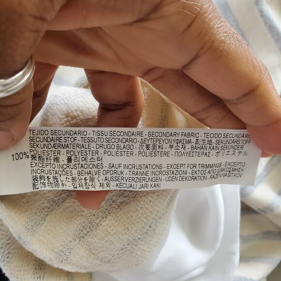 Zara Basic Cream Striped Rhinestone Accent Sweater Top XL - Picture 8 of 8